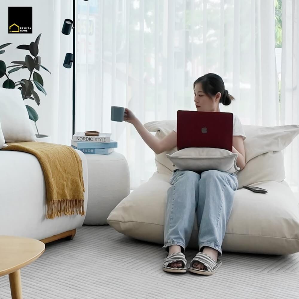 บีนแบค RENITA HOME รุ่น CANBERRA (สีเทาอ่อน A1-06) 100x100ซม._2